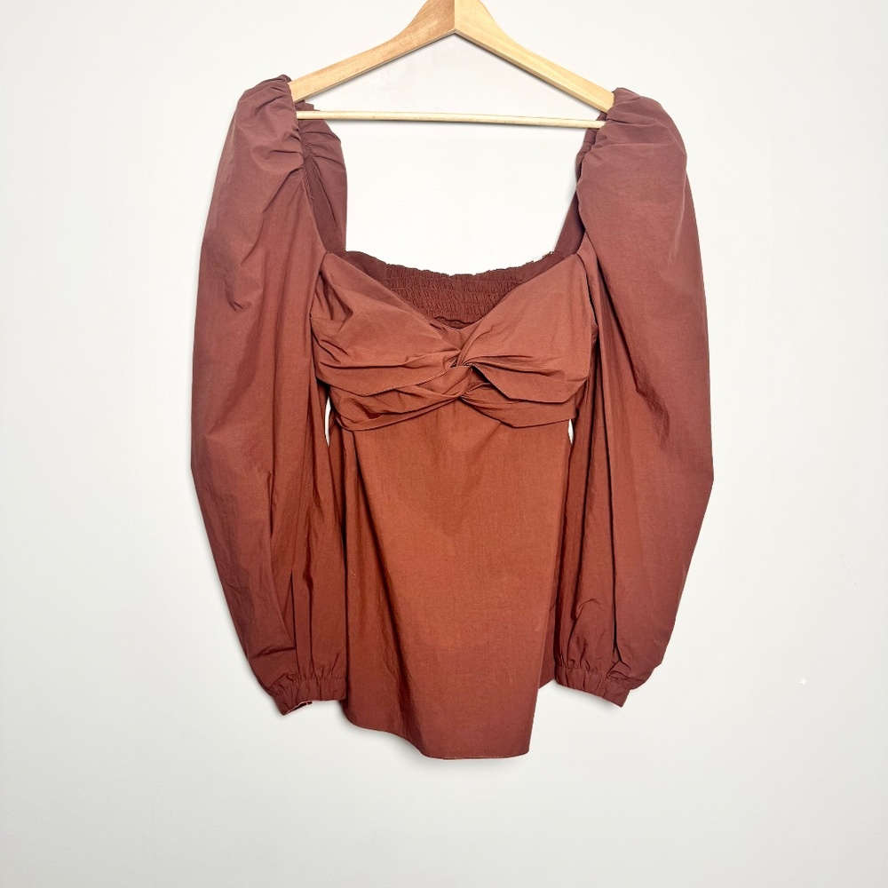 Johanna Ortiz Love Me Like 70's Women's Clove Brown Cotton Blend Blouse Sz 0